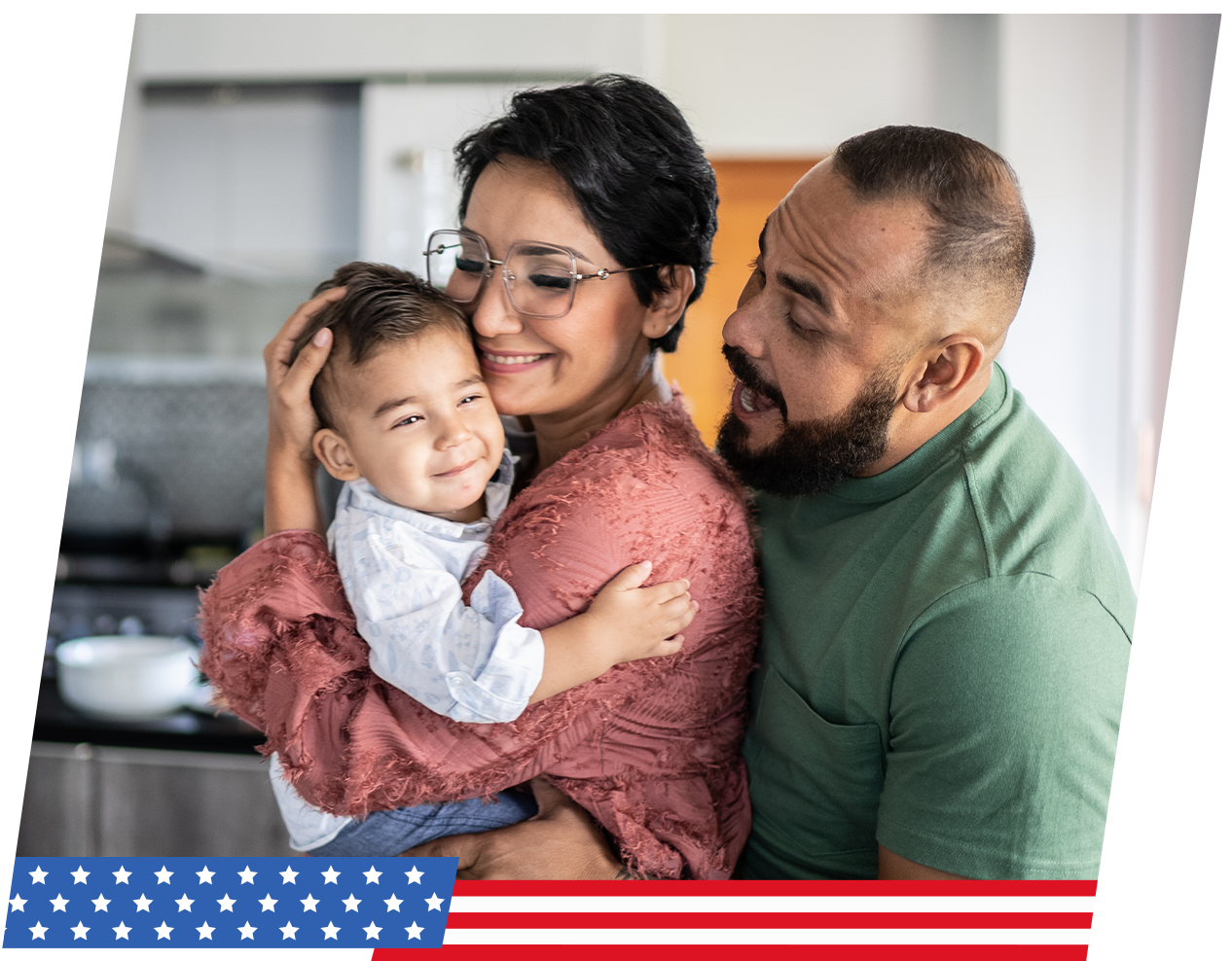 A happy San Diego family at home
